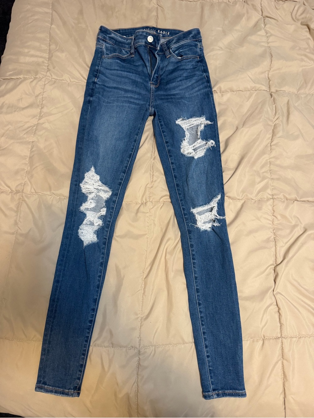 American Eagle Outfitters Blue Distressed Skinny Jeans
